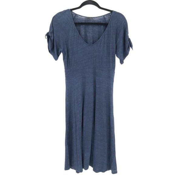 Theory Linen Silk Dress Womens S Navy Classic‎ Elevated Basic Witchy Casual Boho - Picture 1 of 16